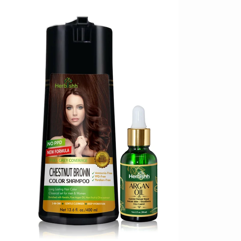 PPD-freies Shampoo für natürliche Haarfarbe + Argan-Haaröl – Herbishh