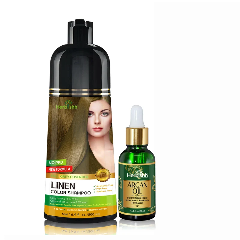 PPD-freies Shampoo für natürliche Haarfarbe + Argan-Haaröl – Herbishh