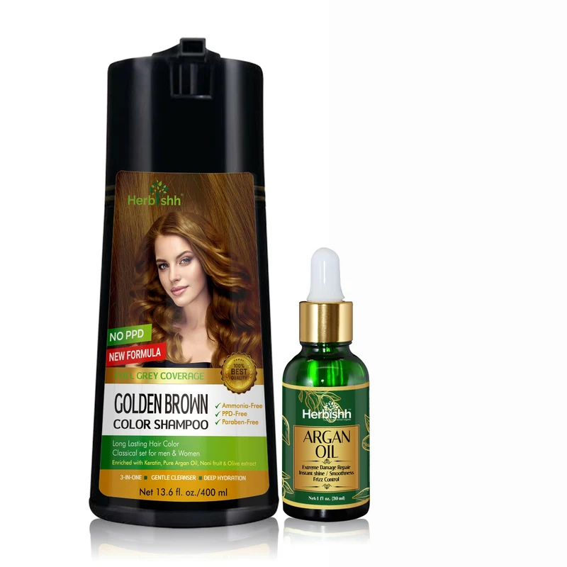 PPD-freies Shampoo für natürliche Haarfarbe + Argan-Haaröl – Herbishh