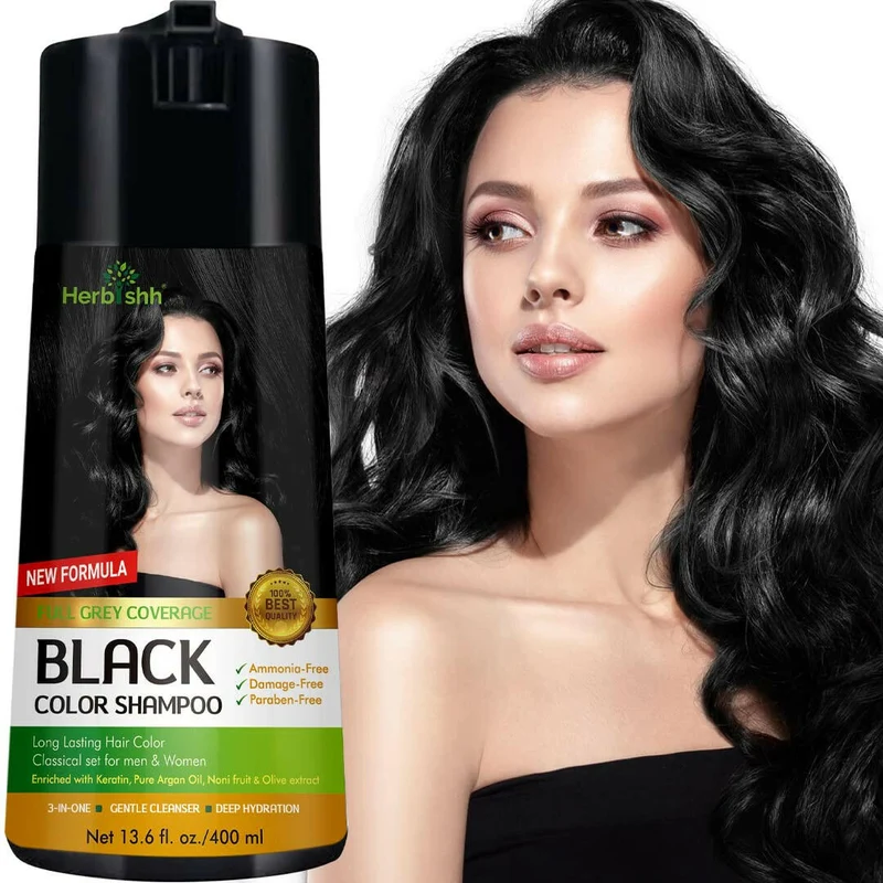 Schwarzes Haarfarbenshampoo 400 ml - Herbishh