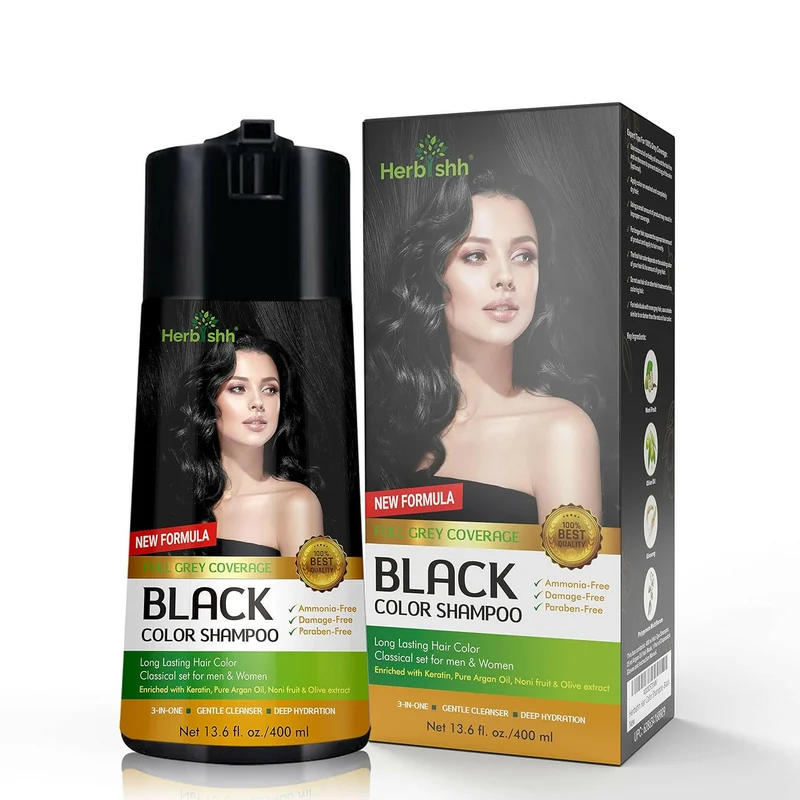 Schwarzes Haarfarbenshampoo 400 ml - Herbishh
