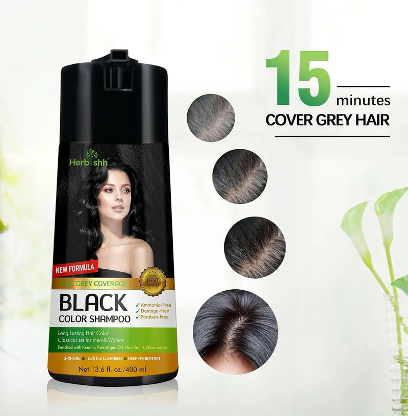 Schwarzes Haarfarbenshampoo 400 ml - Herbishh
