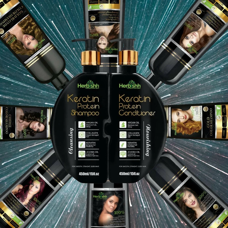 Kombi-Set aus Haarfarben-Shampoo & Keratin-Shampoo & Spülung