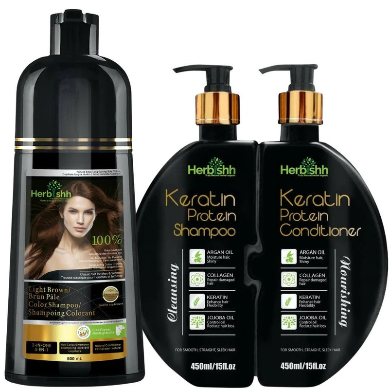 Kombi-Set aus Haarfarben-Shampoo & Keratin-Shampoo & Spülung