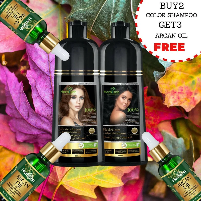 2 Haarfarben-Shampoos & 3 Arganöl-Serum-Kombination