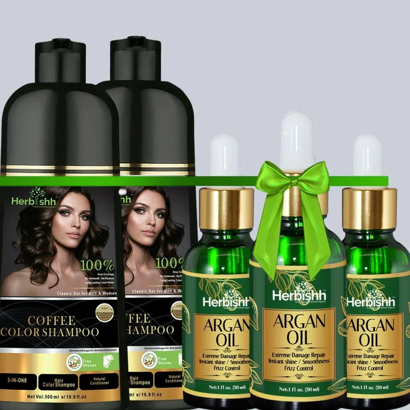 2 Haarfarben-Shampoos & 3 Arganöl-Serum-Kombination