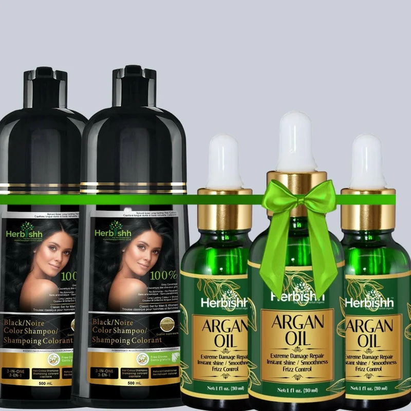 2 Haarfarben-Shampoos & 3 Arganöl-Serum-Kombination