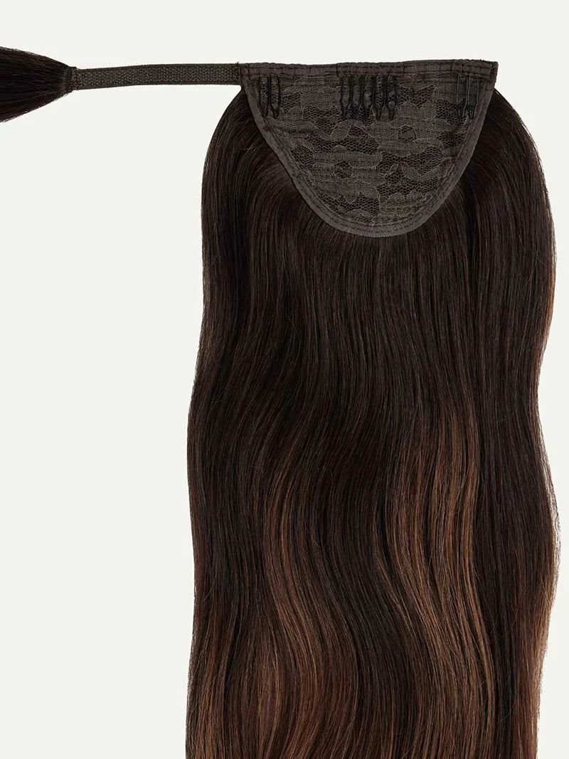 20" Mocha Brown Balayage Ponytail Extension (120g)