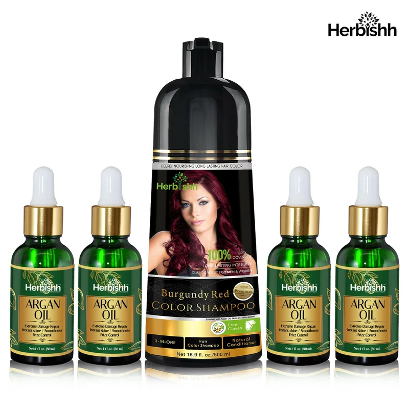 Haarpflegeset – 1 Haarfarbenshampoo & 4 Arganöl-Serum-Kombination
