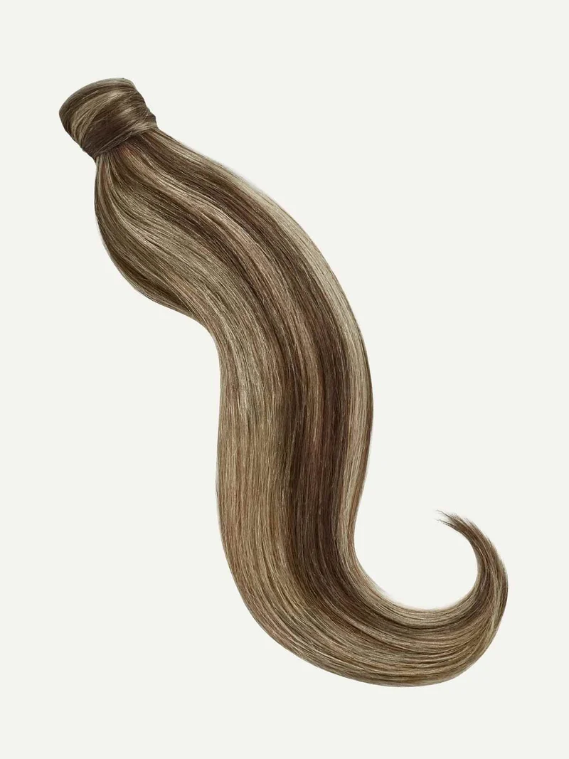 16" Ash Brown Highlights Ponytail Extension (100g)