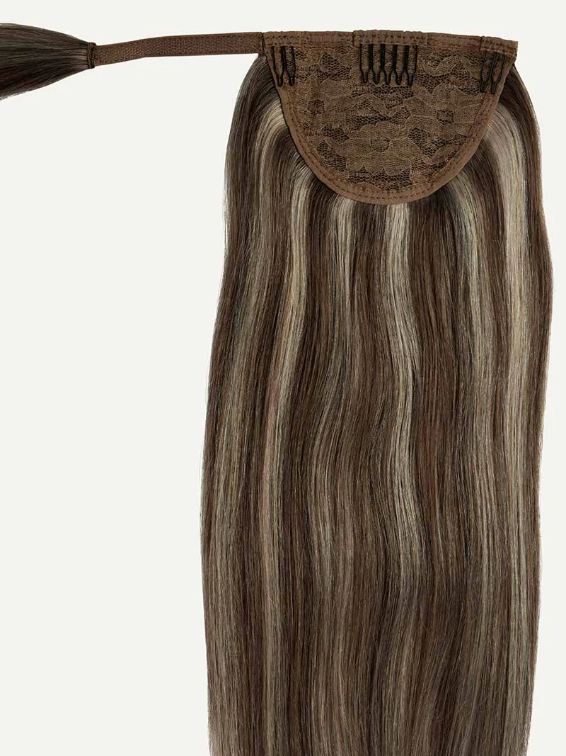 16" Ash Brown Highlights Ponytail Extension (100g)