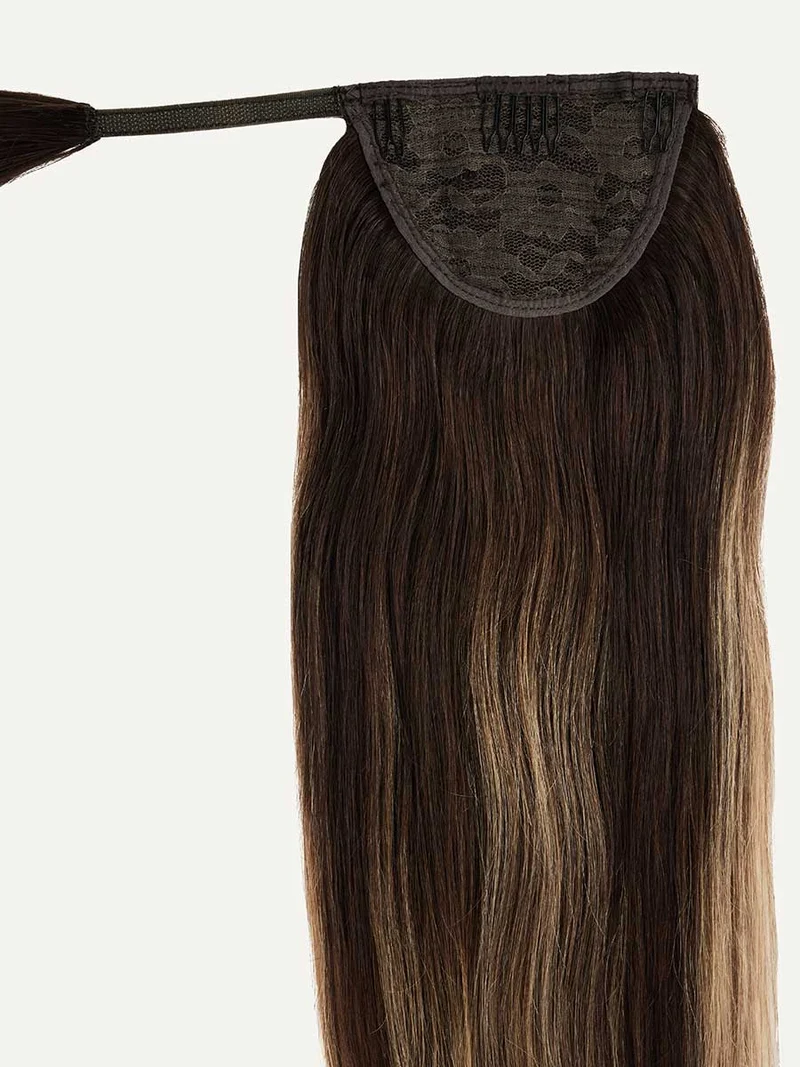 20" Dark Brown Balayage Ponytail Extension (120g)