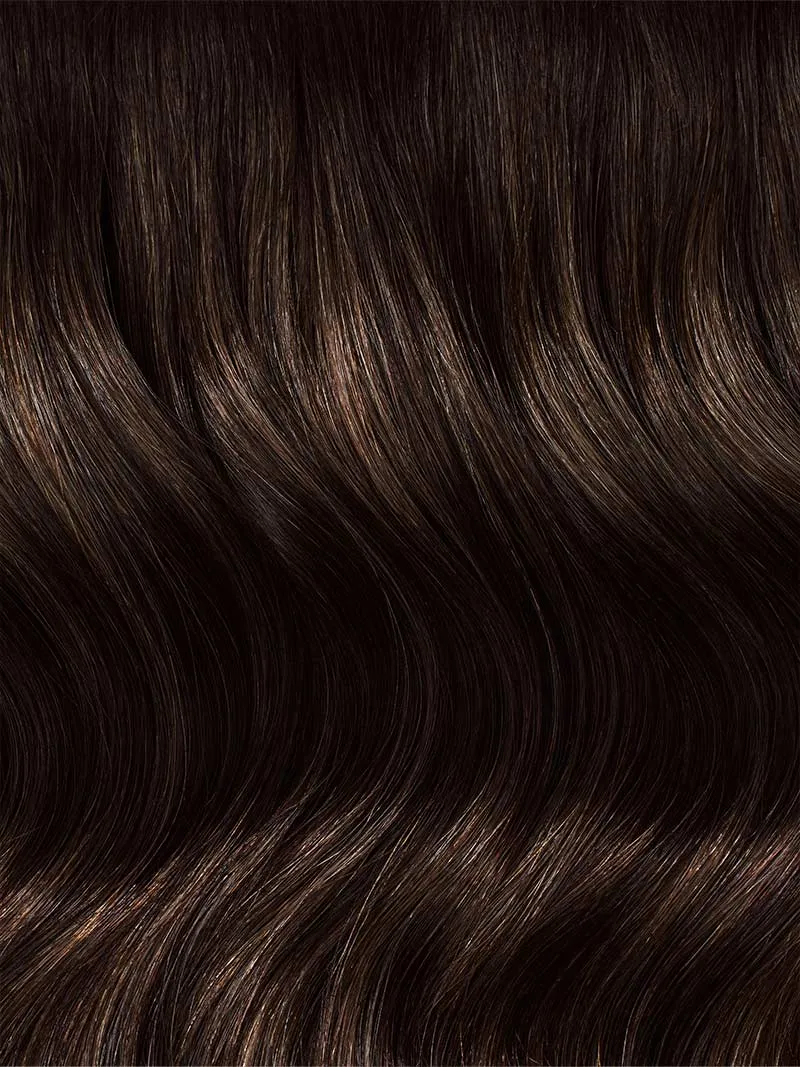12" Seamless Dimensional Rooted Espresso Brown Clip-Ins (150g)