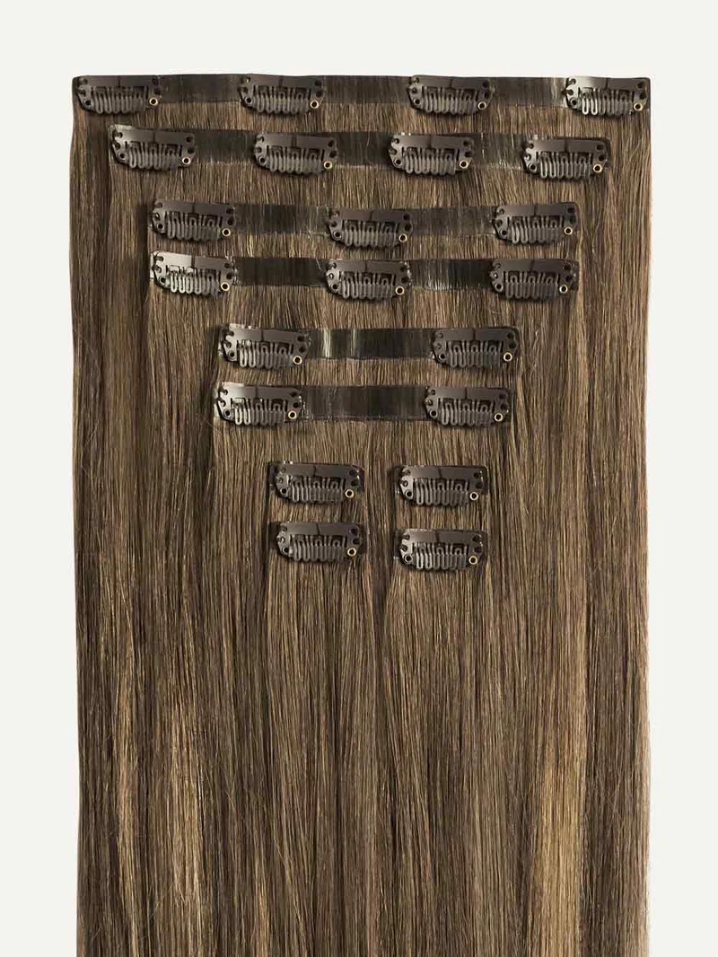 12" Seamless Ash Brown Balayage Clip-Ins (150g)