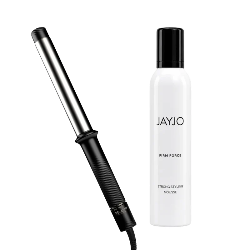 Revamp Effortless Curls Krultang 32 mm TO-1250 + JAYJO Firm Force Strong Styling Mousse