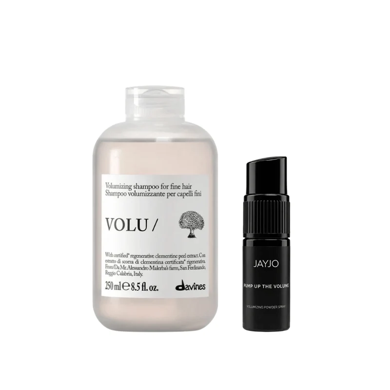 Davines VOLU Shampoo + JAYJO Pump Up The Volume Volumizing Powder Spray