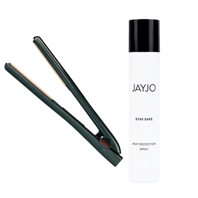 CHI G2 Ceramic & Titanium Stijltang Auto Shut-Off + JAYJO Stay Safe Heat Protection Spray