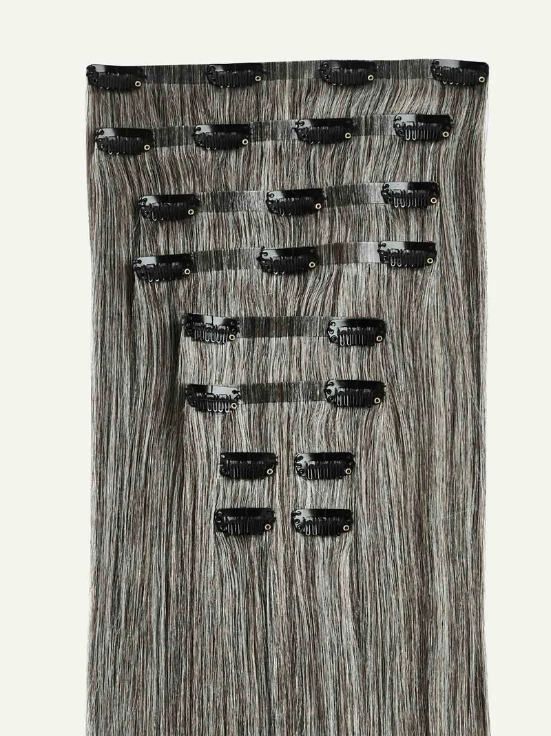 16" Seamless Light Gray Clip-Ins (160g)