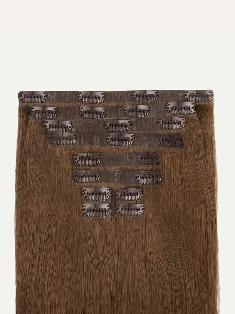 16" Seamless Chestnut Brown Clip-Ins (160g)