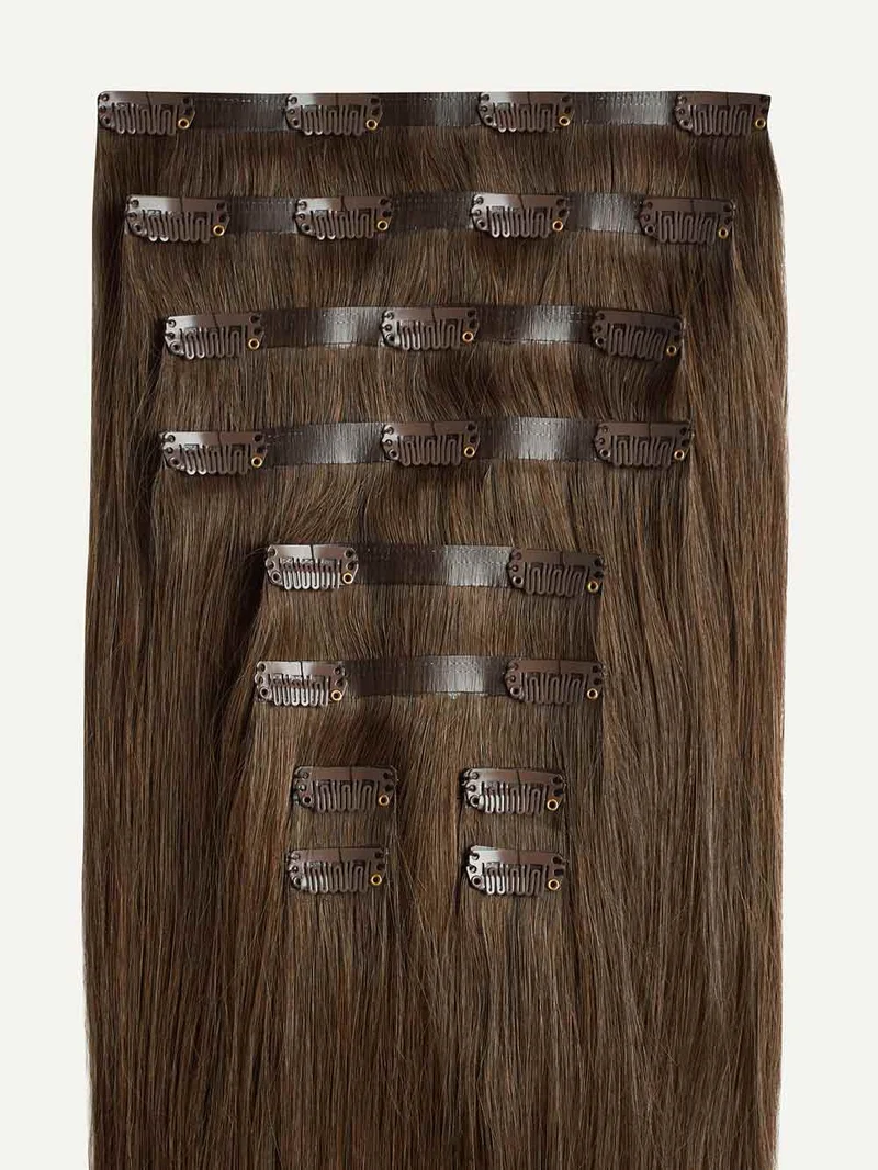 16" Seamless Neutral Brown Clip-Ins (160g)