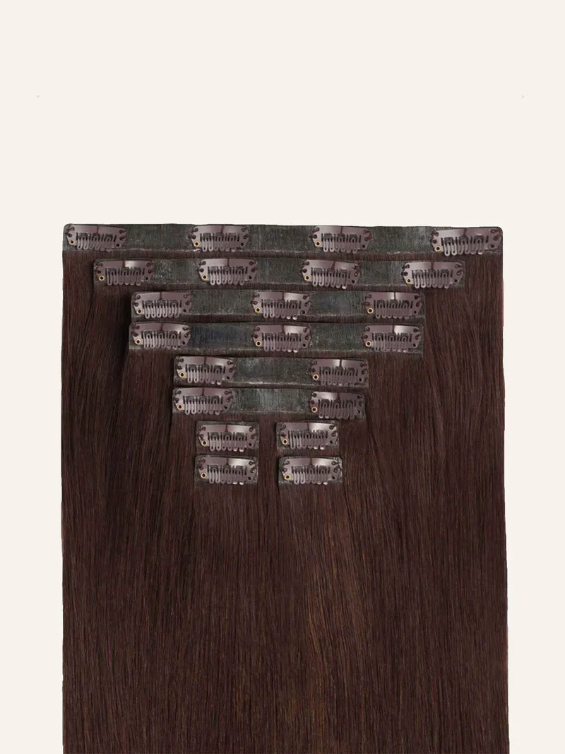 16" Seamless Chocolate Brown Clip-Ins (160g)