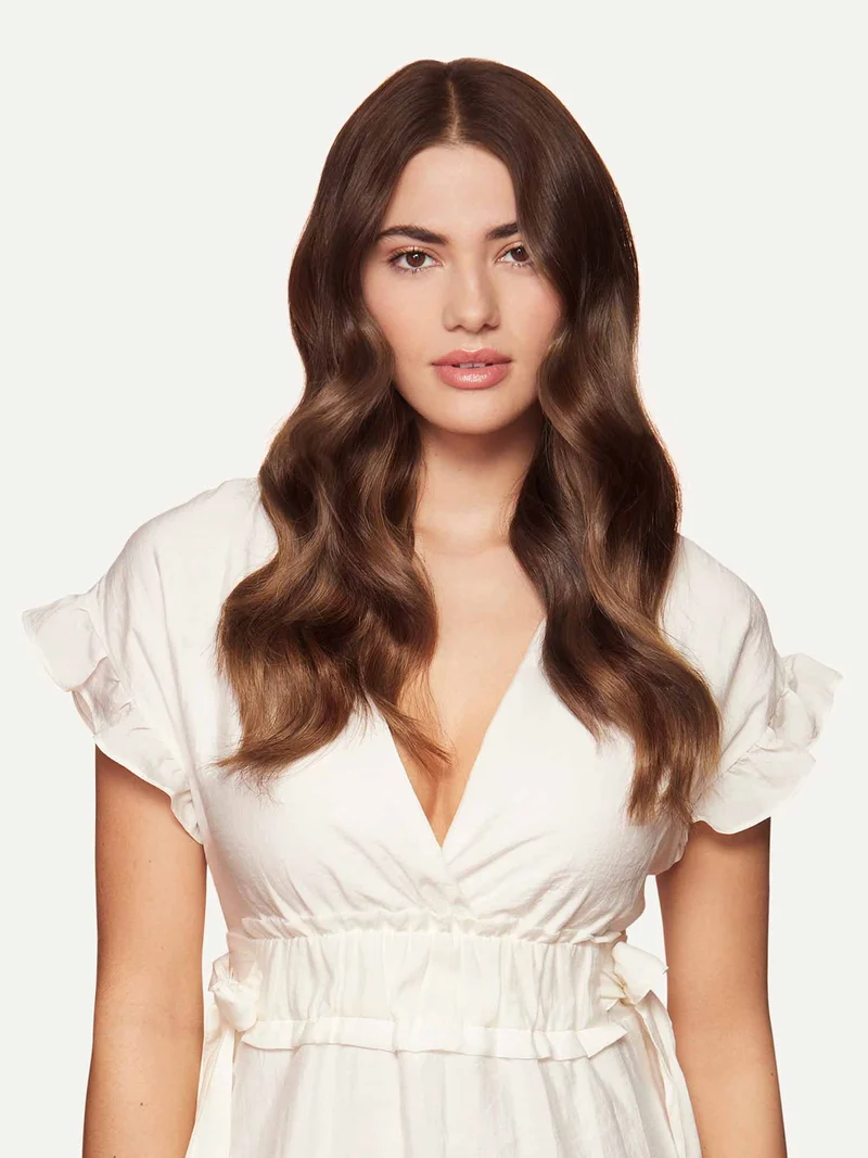 16" Seamless Chocolate Brown Balayage Clip-Ins (160g)