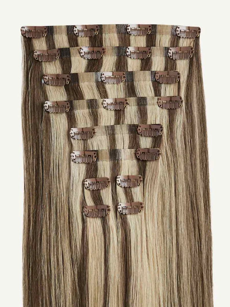 24" Seamless Ash Brown Highlights Clip-Ins (240g)