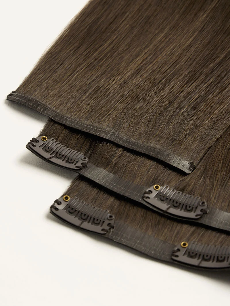 12" Seamless Medium Natural Brown Clip-Ins (150g)