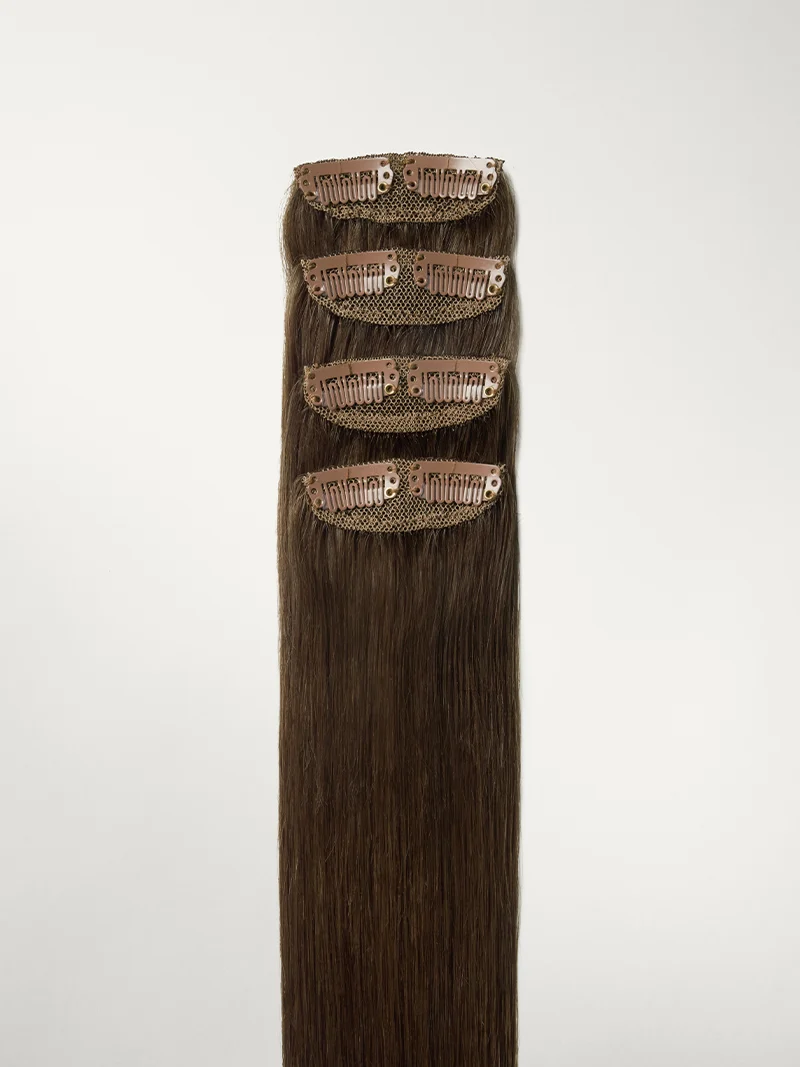 20" Medium Natural Brown Scalp Hair Fill-Ins & Seamless Clip-Ins Bundle (230g)