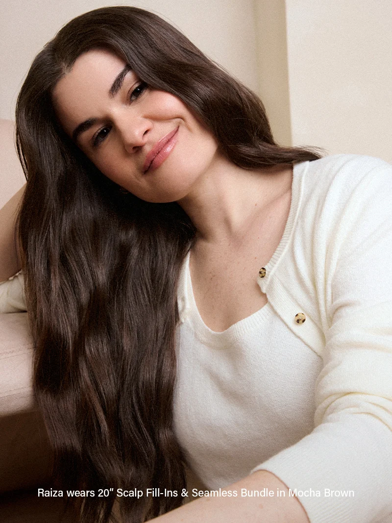 20" Dimensional Espresso Brown Scalp Hair Fill-Ins & Seamless Clip-Ins Bundle (230g)