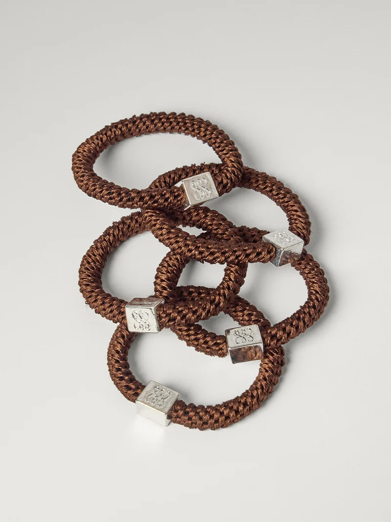Luxy Silver Gravity Defying Hair Ties - Brown (Set of 5)
