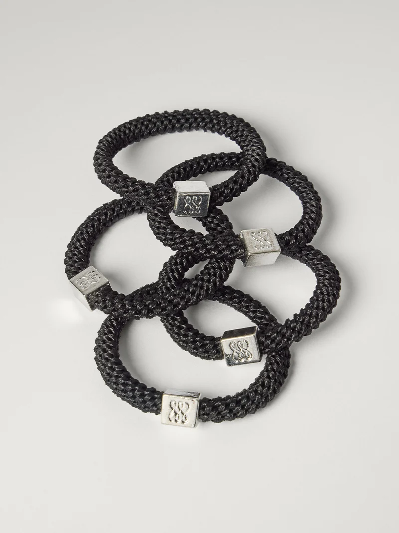 Luxy Silver Gravity Defying Hair Ties - Black (Set of 5)