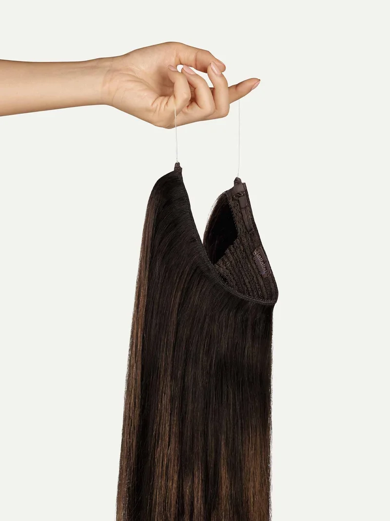 20" Mocha Brown Balayage Halo® Hair Extensions (180g)