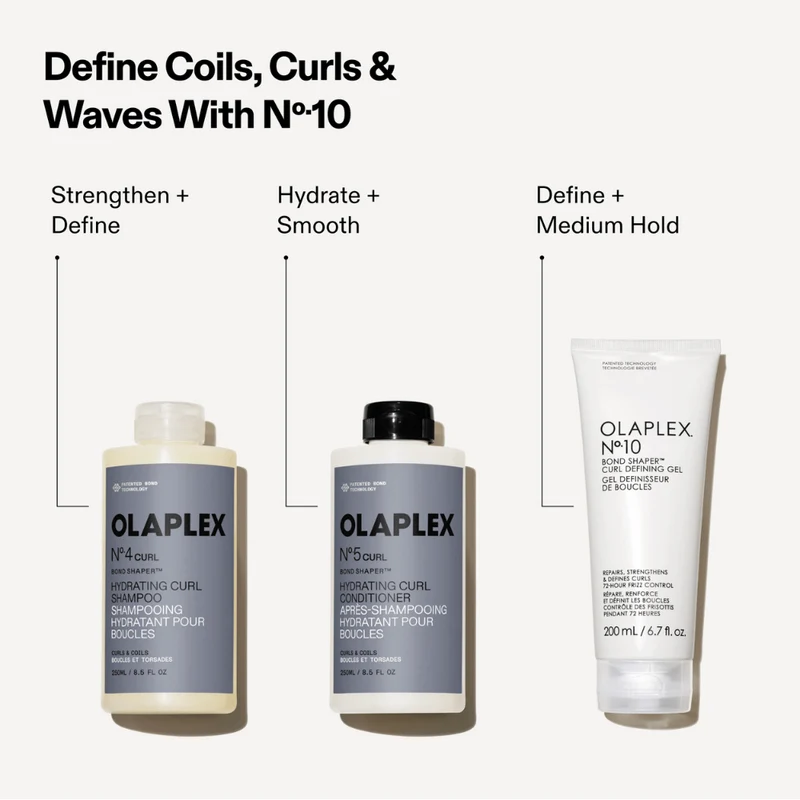 Olaplex No.4 & 5 Curl Shampoo & Conditioner 250ml & No.10 Curl Defining Gel 200ml