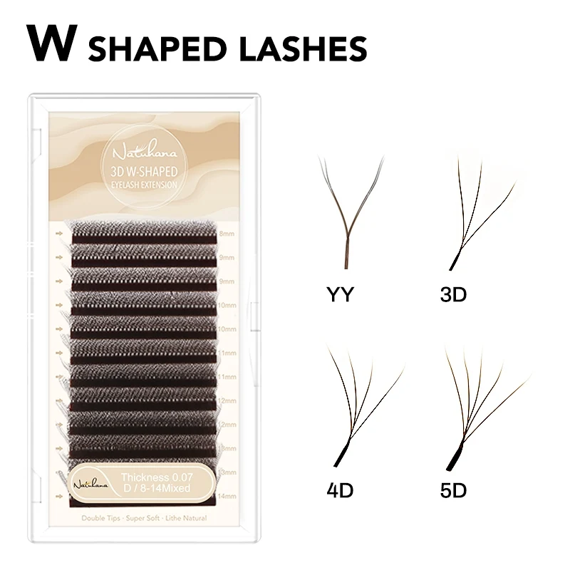 Wimpern mit W-förmigem Schwung, 2D, 3D, 4D, 5D