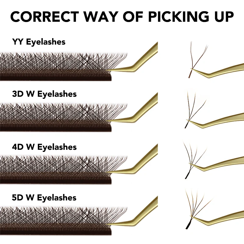Wimpern mit W-förmigem Schwung, 2D, 3D, 4D, 5D