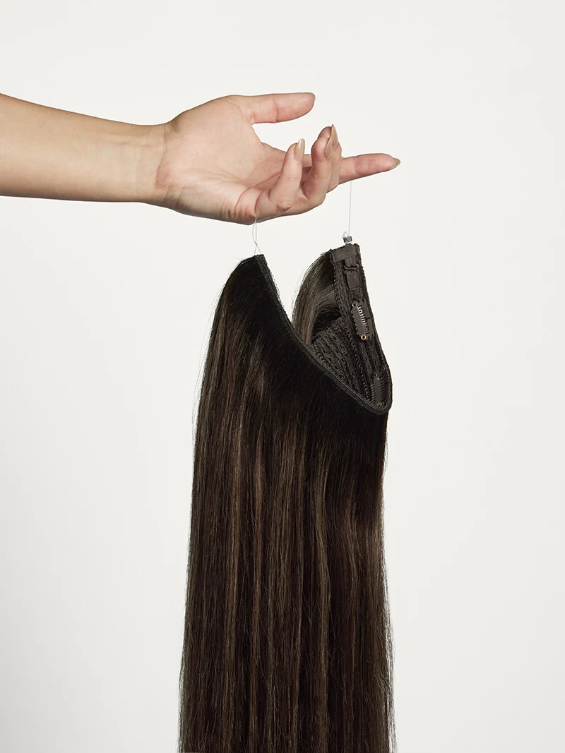 20" Dimensional Rooted Honey Espresso Halo® Hair Extensions (180g)
