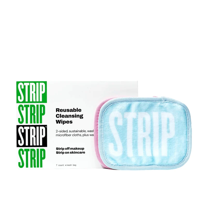 Strip Herbruikbare Makeup Pads roze blauw 7 stuks + waszak