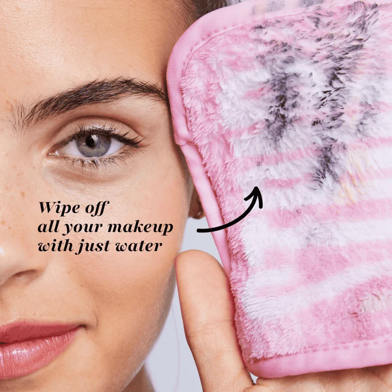 Strip Herbruikbare Makeup Pads roze blauw 7 stuks + waszak