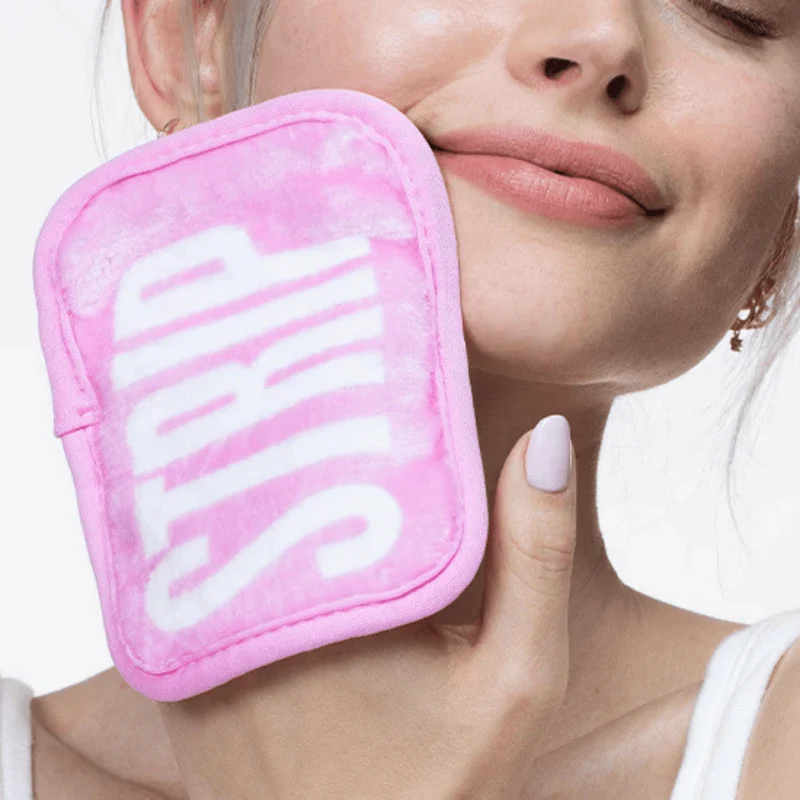 Strip Herbruikbare Makeup Pads roze blauw 7 stuks + waszak