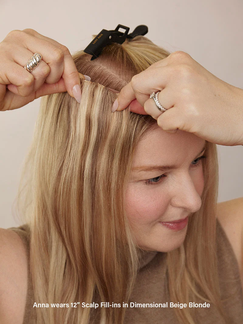 16" Dimensional Beige Blonde Scalp Hair Fill-Ins (40g)
