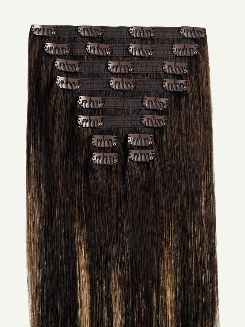 20" Classic Dark Brown Balayage Clip-Ins (160g)