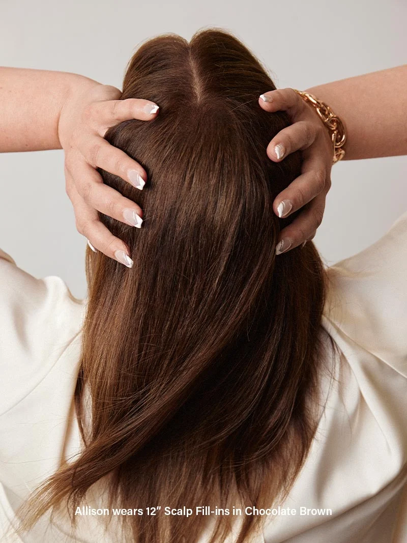 12" Mocha Brown Highlights Scalp Hair Fill-Ins (30g)