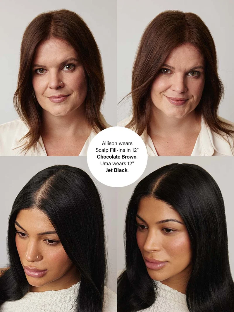 16" Chestnut Brown Balayage Scalp Hair Fill-Ins (40g)