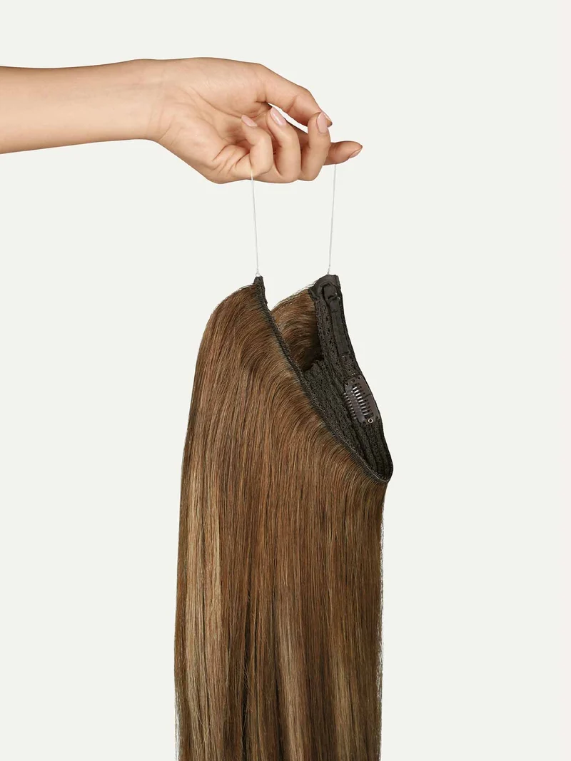 12" Chestnut Brown Balayage Halo® Hair Extensions (150g)