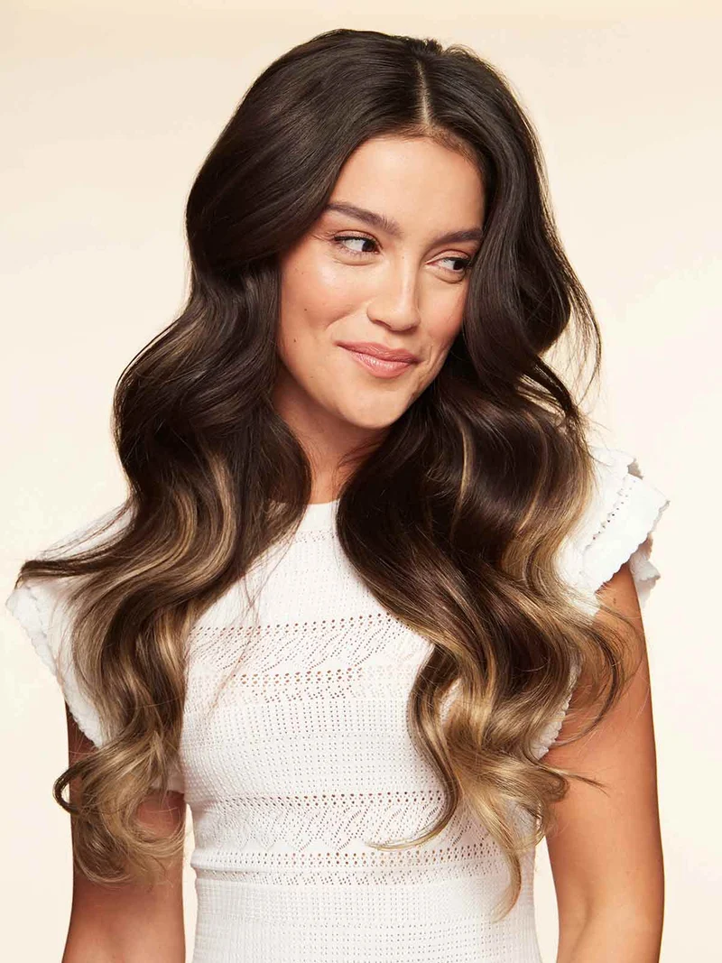 20" Dark Brown Balayage Halo® Hair Extensions (180g)