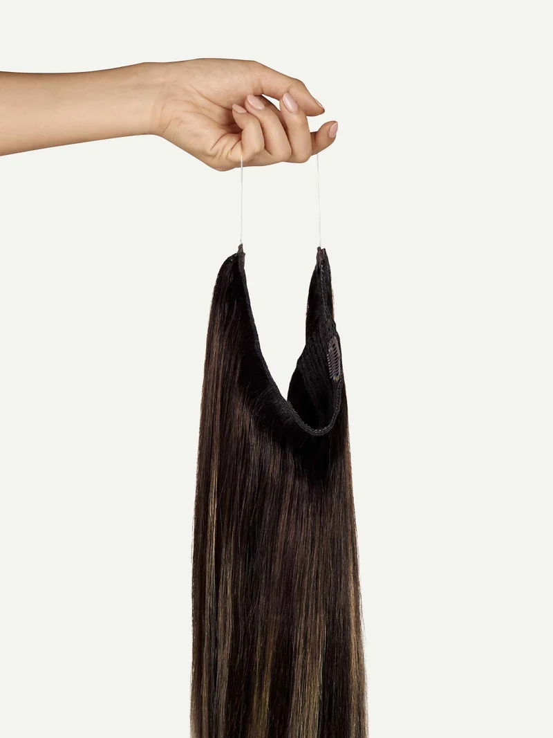 20" Dark Brown Balayage Halo® Hair Extensions (180g)
