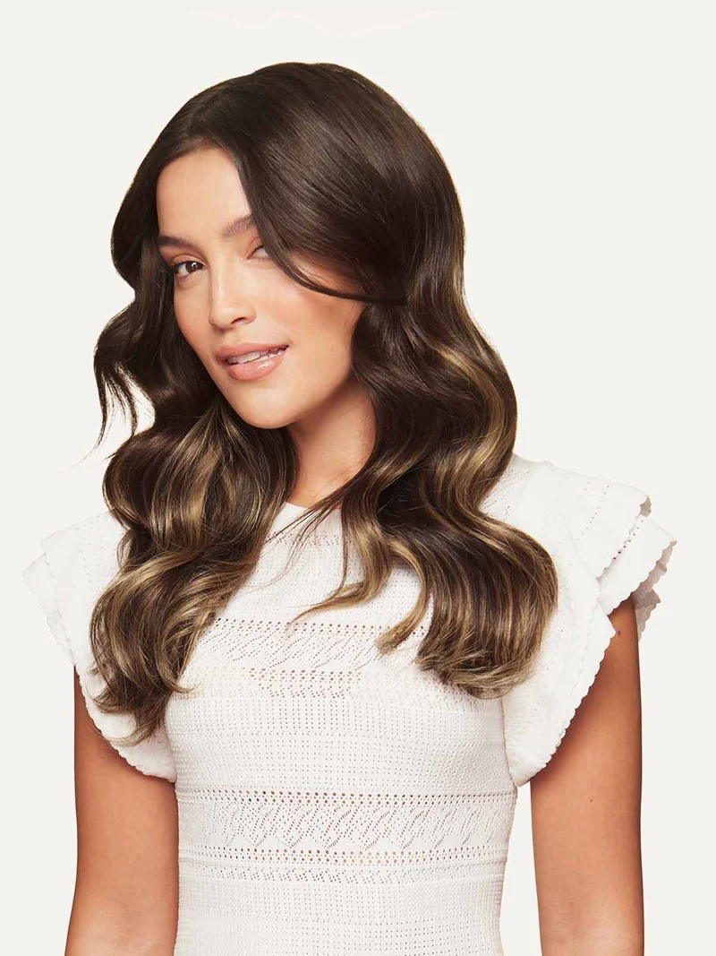 12" Dark Brown Balayage Halo® Hair Extensions (150g)
