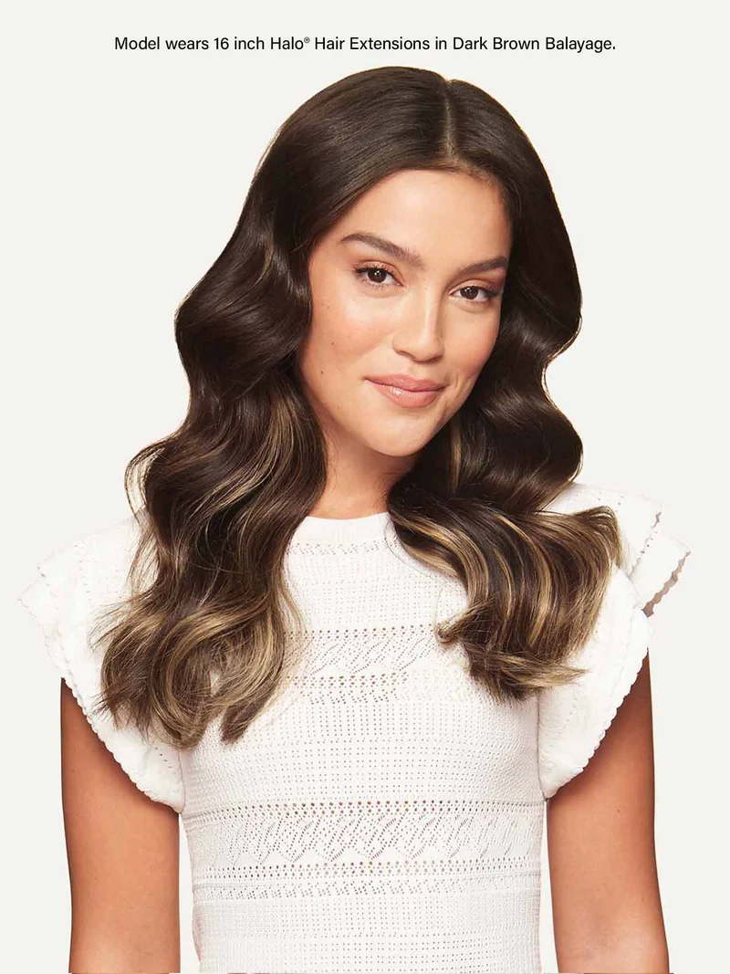 12" Dark Brown Balayage Halo® Hair Extensions (150g)