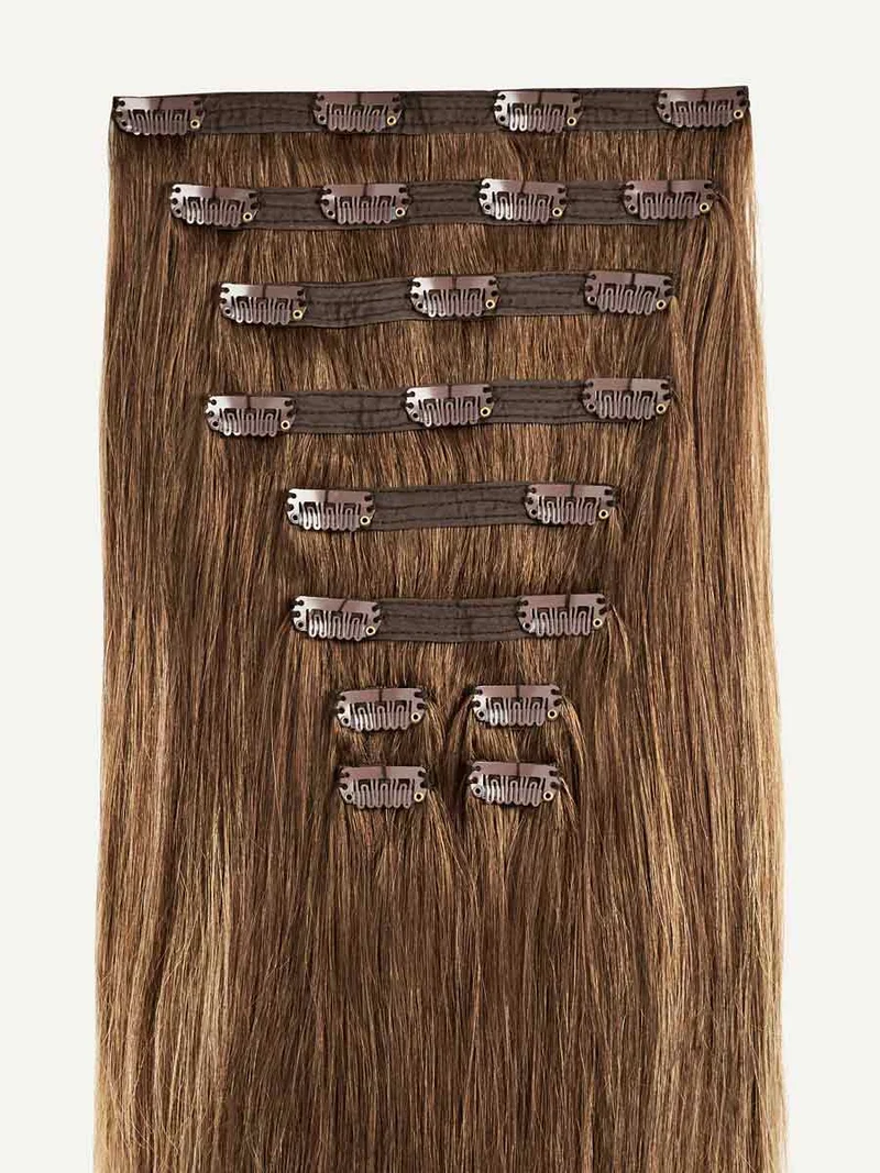 16" Classic Chestnut Brown Balayage Clip-Ins (160g)